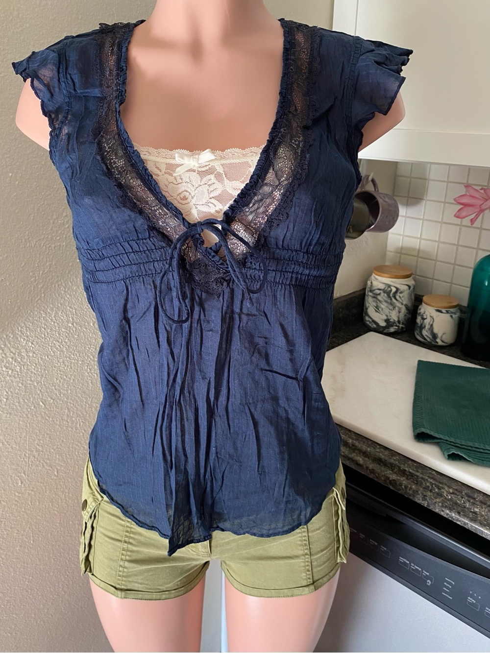 Y2k Abercrombie rare blue lace top